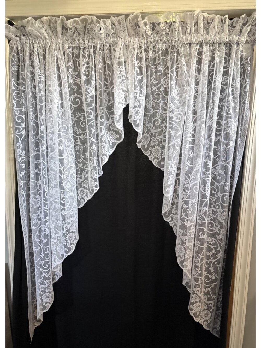 Lace Window Curtain White Swag Valance Sheer Floral 56"W x 63"L
